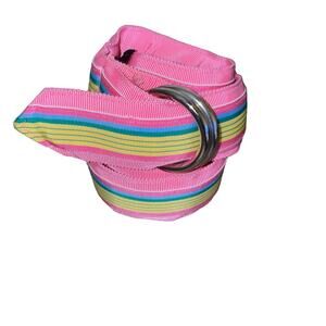 CK Bradley Barbiecore striped Preppy belt with silver D-Ring closure sz medium